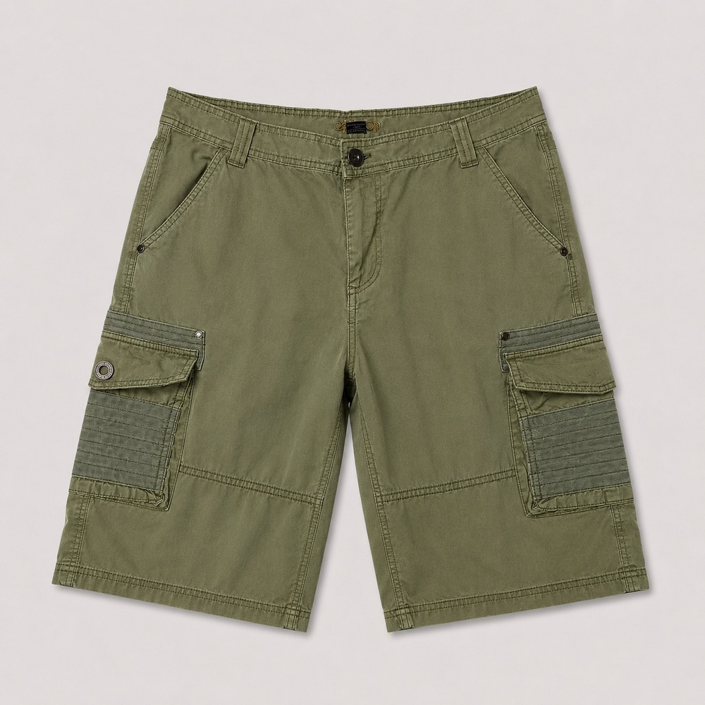 Carbon Mens Cargo Shorts 34 Green Military Utility Cotton Outdoor Casual